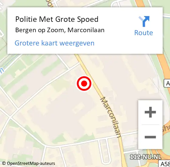 Locatie op kaart van de 112 melding: Politie Met Grote Spoed Naar Bergen op Zoom, Marconilaan op 23 mei 2023 07:46