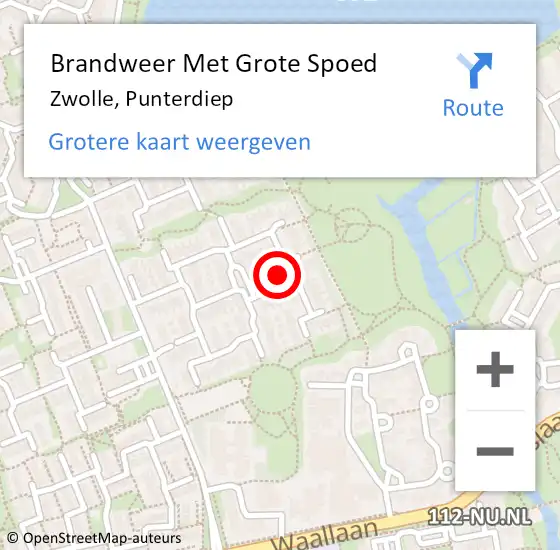 Locatie op kaart van de 112 melding: Brandweer Met Grote Spoed Naar Zwolle, Punterdiep op 23 mei 2023 08:19