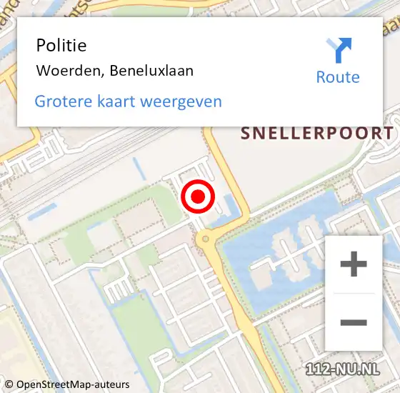 Locatie op kaart van de 112 melding: Politie Woerden, Beneluxlaan op 23 mei 2023 08:23