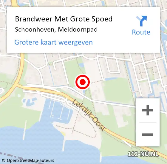 Locatie op kaart van de 112 melding: Brandweer Met Grote Spoed Naar Schoonhoven, Meidoornpad op 23 mei 2023 08:38