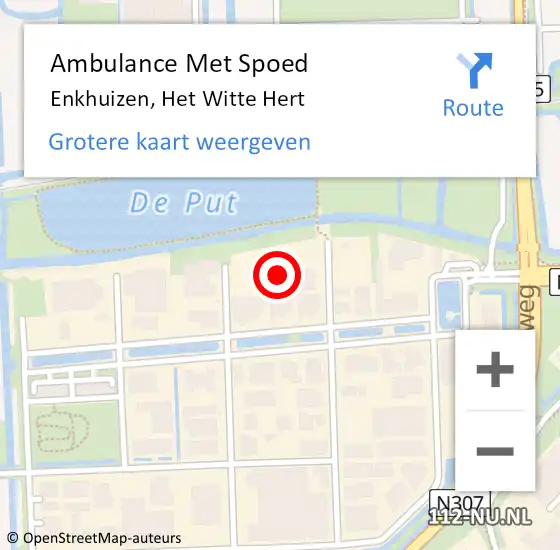 Locatie op kaart van de 112 melding: Ambulance Met Spoed Naar Enkhuizen, Het Witte Hert op 23 mei 2023 08:48