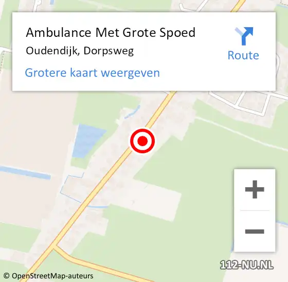 Locatie op kaart van de 112 melding: Ambulance Met Grote Spoed Naar Oudendijk, Dorpsweg op 23 mei 2023 08:52
