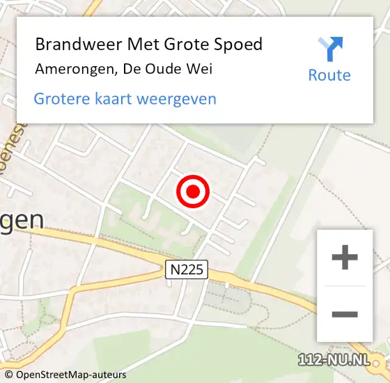 Locatie op kaart van de 112 melding: Brandweer Met Grote Spoed Naar Amerongen, De Oude Wei op 23 mei 2023 09:38