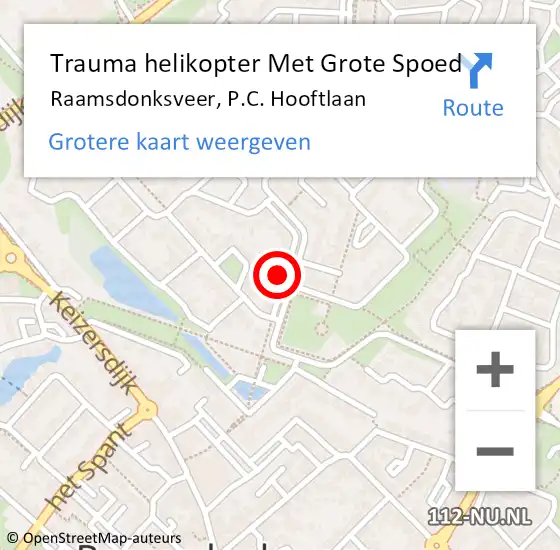 Locatie op kaart van de 112 melding: Trauma helikopter Met Grote Spoed Naar Raamsdonksveer, P.C. Hooftlaan op 23 mei 2023 09:52