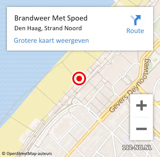 Locatie op kaart van de 112 melding: Brandweer Met Spoed Naar Den Haag, Strand Noord op 23 mei 2023 10:50