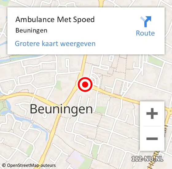 Locatie op kaart van de 112 melding: Ambulance Met Spoed Naar Beuningen op 23 mei 2023 11:02