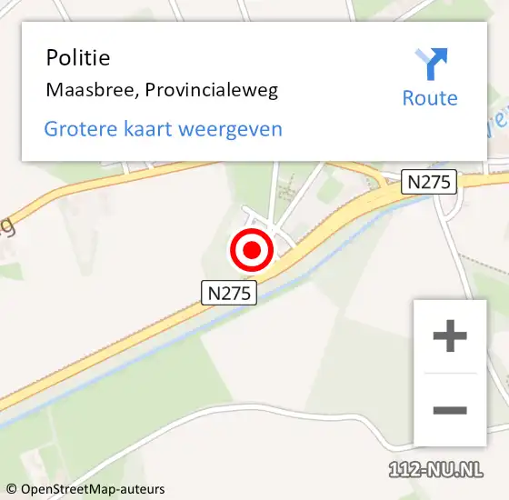 Locatie op kaart van de 112 melding: Politie Maasbree, Provincialeweg op 23 mei 2023 11:33