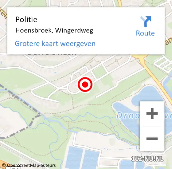 Locatie op kaart van de 112 melding: Politie Hoensbroek, Wingerdweg op 23 mei 2023 11:41