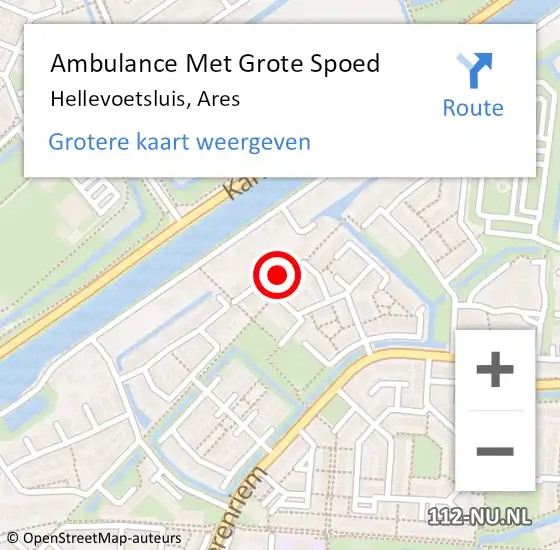 Locatie op kaart van de 112 melding: Ambulance Met Grote Spoed Naar Hellevoetsluis, Ares op 23 mei 2023 11:41