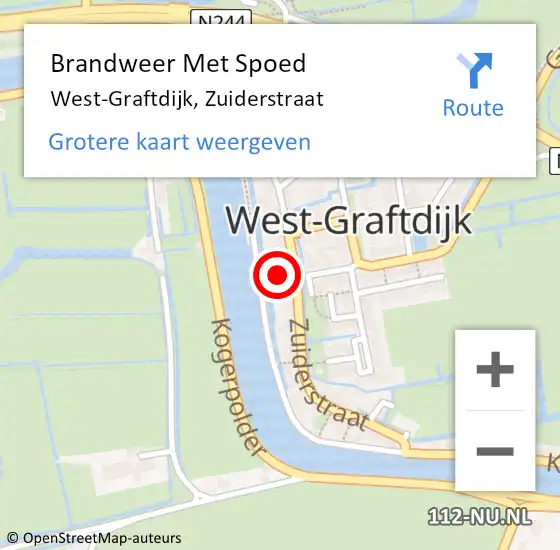 Locatie op kaart van de 112 melding: Brandweer Met Spoed Naar West-Graftdijk, Zuiderstraat op 23 mei 2023 12:01