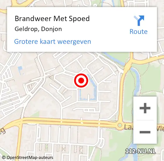 Locatie op kaart van de 112 melding: Brandweer Met Spoed Naar Geldrop, Donjon op 23 mei 2023 12:03