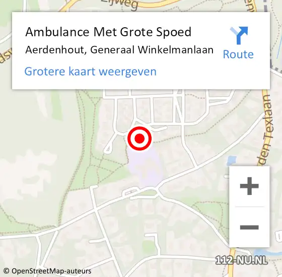 Locatie op kaart van de 112 melding: Ambulance Met Grote Spoed Naar Aerdenhout, Generaal Winkelmanlaan op 23 mei 2023 12:14