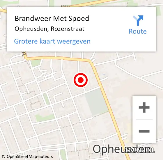 Locatie op kaart van de 112 melding: Brandweer Met Spoed Naar Opheusden, Rozenstraat op 23 mei 2023 12:42