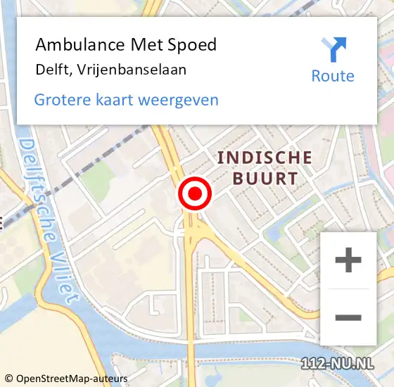 Locatie op kaart van de 112 melding: Ambulance Met Spoed Naar Delft, Vrijenbanselaan op 23 mei 2023 12:51