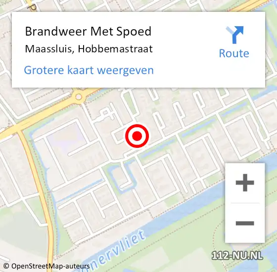 Locatie op kaart van de 112 melding: Brandweer Met Spoed Naar Maassluis, Hobbemastraat op 23 mei 2023 12:59