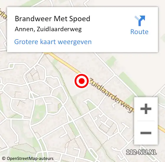 Locatie op kaart van de 112 melding: Brandweer Met Spoed Naar Annen, Zuidlaarderweg op 23 mei 2023 13:05