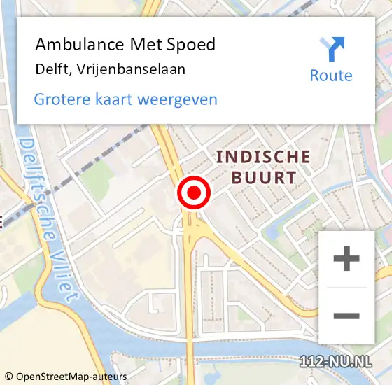 Locatie op kaart van de 112 melding: Ambulance Met Spoed Naar Delft, Vrijenbanselaan op 23 mei 2023 13:16