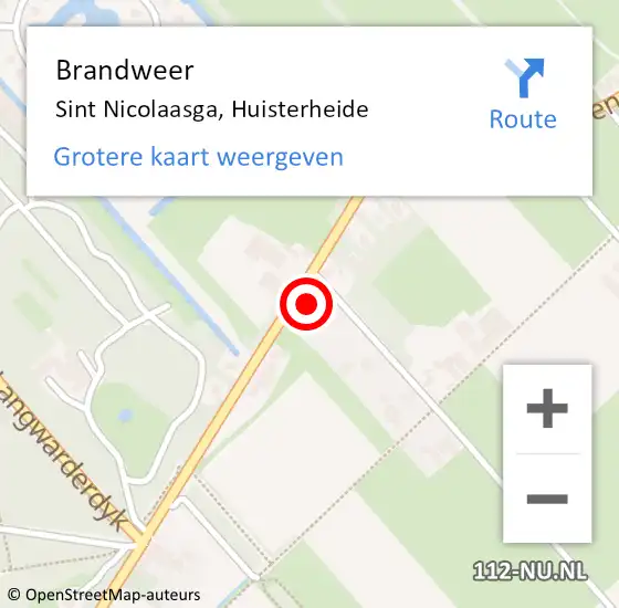 Locatie op kaart van de 112 melding: Brandweer Sint Nicolaasga, Huisterheide op 23 mei 2023 13:17