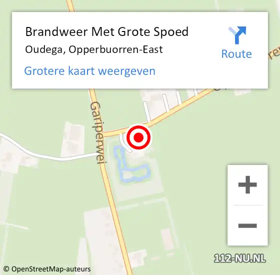 Locatie op kaart van de 112 melding: Brandweer Met Grote Spoed Naar Oudega, Opperbuorren-East op 23 mei 2023 13:28