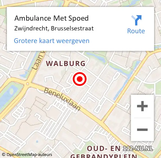 Locatie op kaart van de 112 melding: Ambulance Met Spoed Naar Zwijndrecht, Brusselsestraat op 23 mei 2023 13:38