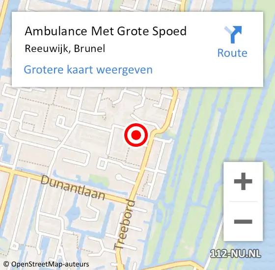 Locatie op kaart van de 112 melding: Ambulance Met Grote Spoed Naar Reeuwijk, Brunel op 23 mei 2023 13:44