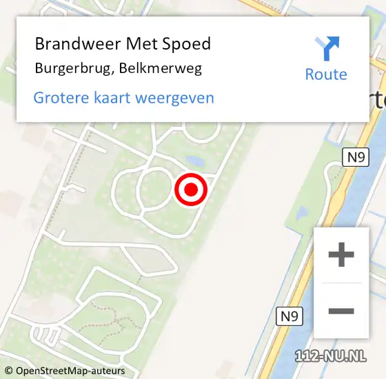Locatie op kaart van de 112 melding: Brandweer Met Spoed Naar Burgerbrug, Belkmerweg op 23 mei 2023 13:48