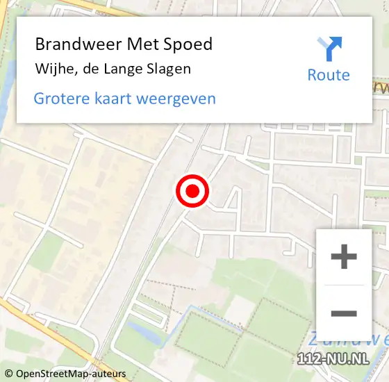 Locatie op kaart van de 112 melding: Brandweer Met Spoed Naar Wijhe, de Lange Slagen op 23 mei 2023 14:03