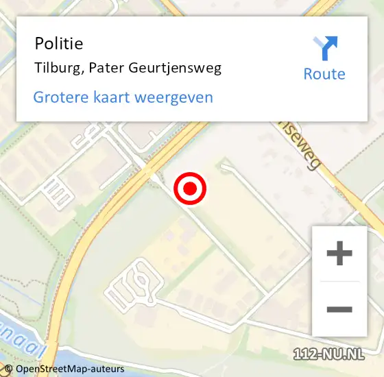 Locatie op kaart van de 112 melding: Politie Tilburg, Pater Geurtjensweg op 23 mei 2023 14:12