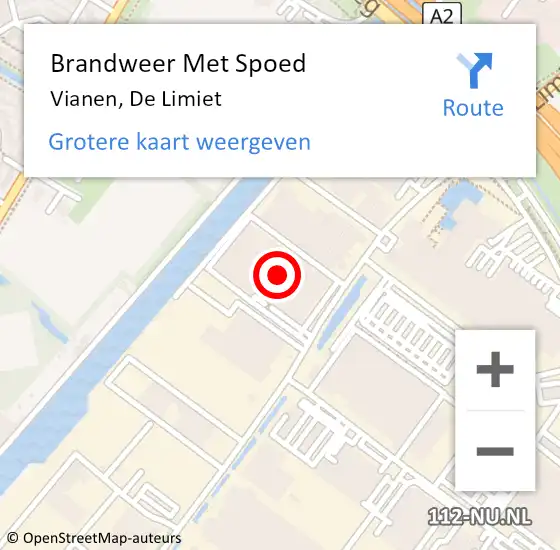 Locatie op kaart van de 112 melding: Brandweer Met Spoed Naar Vianen, De Limiet op 23 mei 2023 14:26