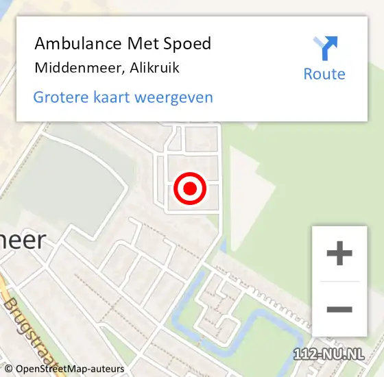 Locatie op kaart van de 112 melding: Ambulance Met Spoed Naar Middenmeer, Alikruik op 23 mei 2023 14:27