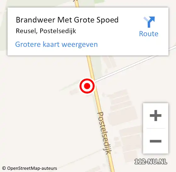 Locatie op kaart van de 112 melding: Brandweer Met Grote Spoed Naar Reusel, Postelsedijk op 23 mei 2023 14:34