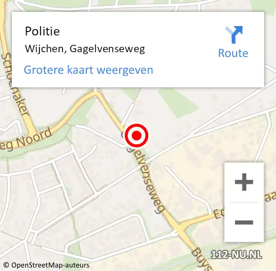 Locatie op kaart van de 112 melding: Politie Wijchen, Gagelvenseweg op 23 mei 2023 14:37