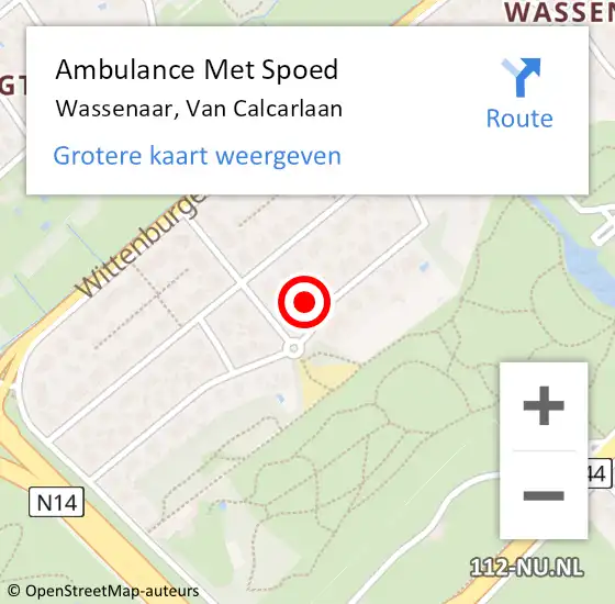 Locatie op kaart van de 112 melding: Ambulance Met Spoed Naar Wassenaar, Van Calcarlaan op 23 mei 2023 14:42