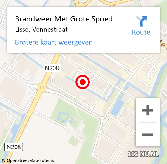 Locatie op kaart van de 112 melding: Brandweer Met Grote Spoed Naar Lisse, Vennestraat op 23 mei 2023 15:10