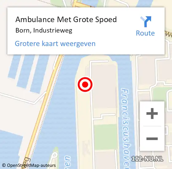 Locatie op kaart van de 112 melding: Ambulance Met Grote Spoed Naar Born, Industrieweg op 26 augustus 2014 12:48