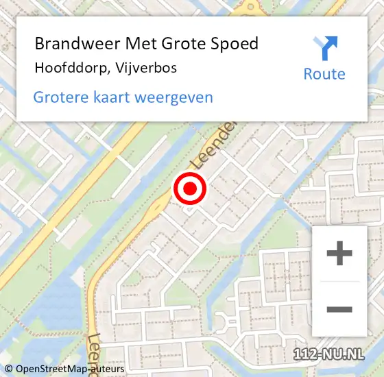 Locatie op kaart van de 112 melding: Brandweer Met Grote Spoed Naar Hoofddorp, Vijverbos op 23 mei 2023 15:46