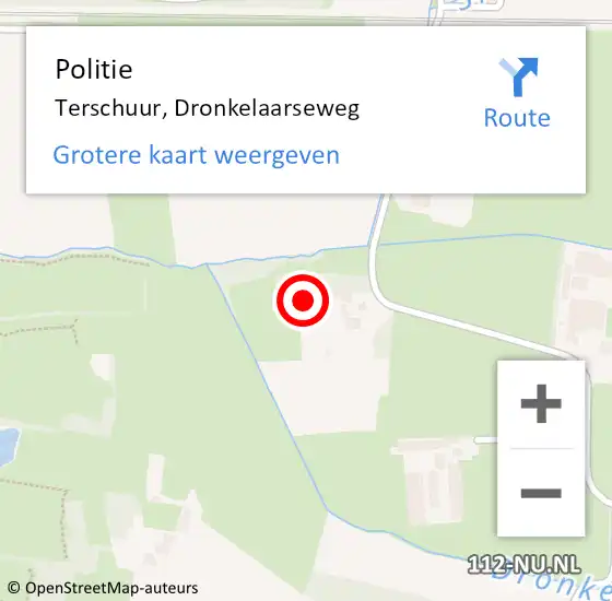 Locatie op kaart van de 112 melding: Politie Terschuur, Dronkelaarseweg op 23 mei 2023 15:51