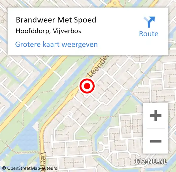 Locatie op kaart van de 112 melding: Brandweer Met Spoed Naar Hoofddorp, Vijverbos op 23 mei 2023 15:59