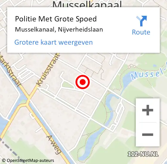 Locatie op kaart van de 112 melding: Politie Met Grote Spoed Naar Musselkanaal, Nijverheidslaan op 23 mei 2023 16:07