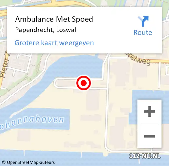 Locatie op kaart van de 112 melding: Ambulance Met Spoed Naar Papendrecht, Loswal op 23 mei 2023 16:10