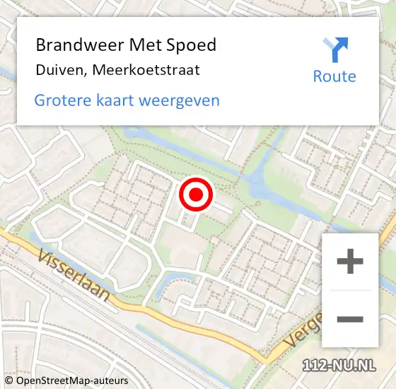 Locatie op kaart van de 112 melding: Brandweer Met Spoed Naar Duiven, Meerkoetstraat op 23 mei 2023 16:12