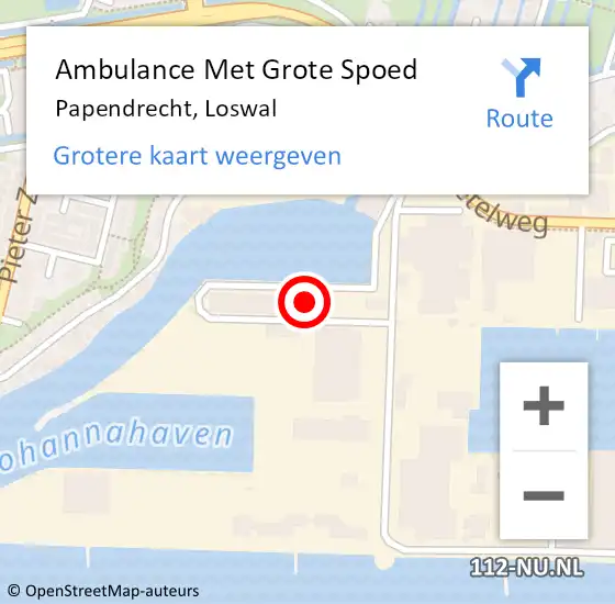 Locatie op kaart van de 112 melding: Ambulance Met Grote Spoed Naar Papendrecht, Loswal op 23 mei 2023 16:14