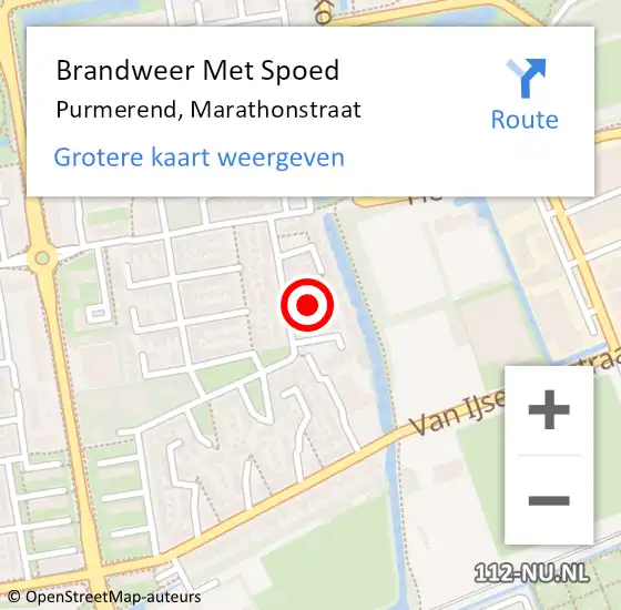 Locatie op kaart van de 112 melding: Brandweer Met Spoed Naar Purmerend, Marathonstraat op 23 mei 2023 16:36