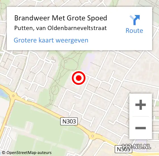 Locatie op kaart van de 112 melding: Brandweer Met Grote Spoed Naar Putten, van Oldenbarneveltstraat op 23 mei 2023 17:18