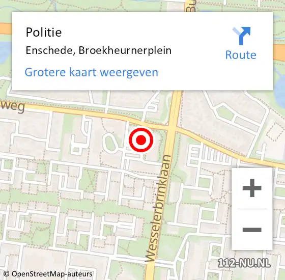 Locatie op kaart van de 112 melding: Politie Enschede, Broekheurnerplein op 23 mei 2023 18:07