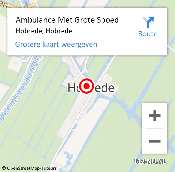 Locatie op kaart van de 112 melding: Ambulance Met Grote Spoed Naar Hobrede, Hobrede op 12 oktober 2013 18:10