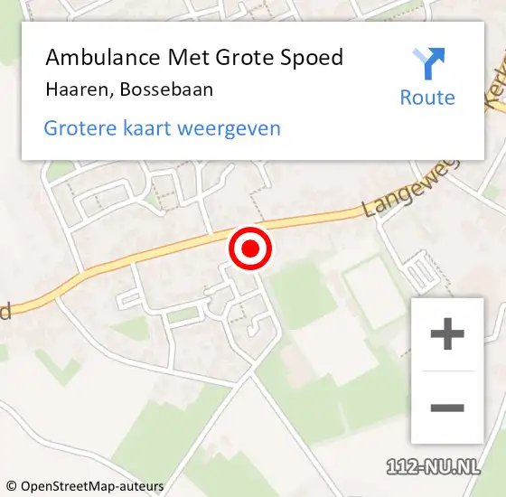 Locatie op kaart van de 112 melding: Ambulance Met Grote Spoed Naar Haaren, Bossebaan op 26 augustus 2014 13:04