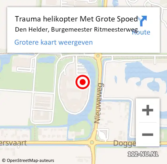 Locatie op kaart van de 112 melding: Trauma helikopter Met Grote Spoed Naar Den Helder, Burgemeester Ritmeesterweg op 23 mei 2023 19:06