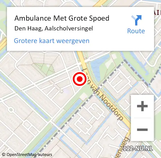 Locatie op kaart van de 112 melding: Ambulance Met Grote Spoed Naar Den Haag, Aalscholversingel op 23 mei 2023 19:20