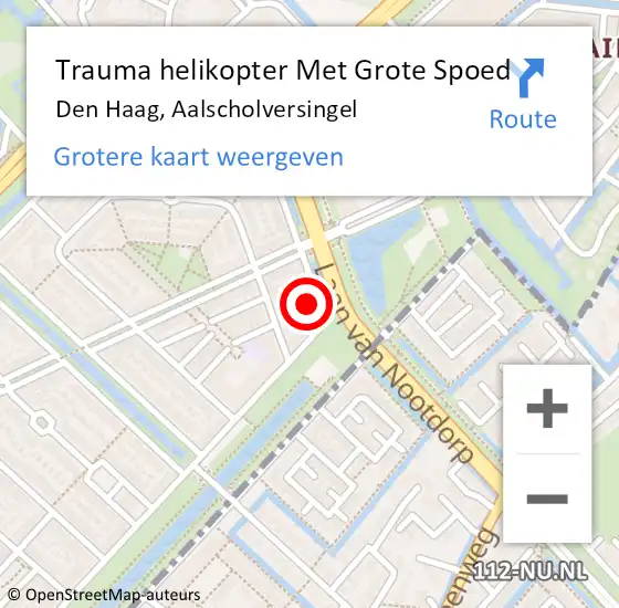 Locatie op kaart van de 112 melding: Trauma helikopter Met Grote Spoed Naar Den Haag, Aalscholversingel op 23 mei 2023 19:21